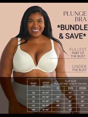 [3/$25] DREAMFIT MICROFIBER PLUNGE BRA - VANILLA